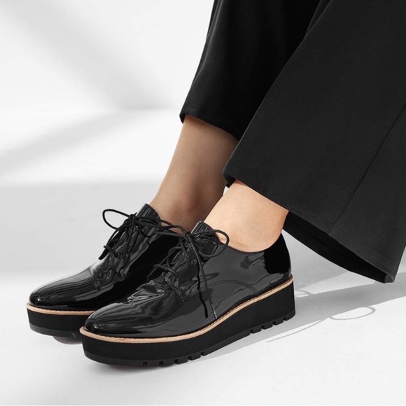 Eileen Fisher Shoes - Eileen Fisher Eddy Derby Black Patent Platform Lace up Oxford Shoe ~ Size 7.5